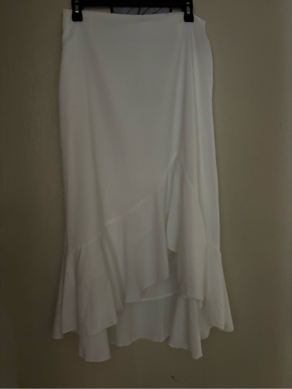 SHEIN White Asymmetric Ruffle Midi Skirt